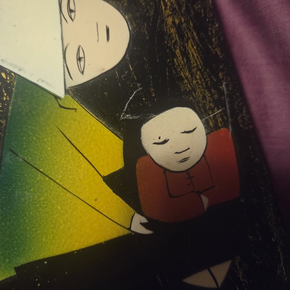 Abstract Art Tile with Red and Black Design - Picture 5 of 6